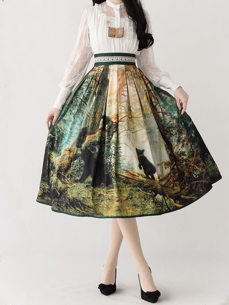 Gonna “Painted in Elegance” – Classic Lolita Elegante con Stampa Artistica