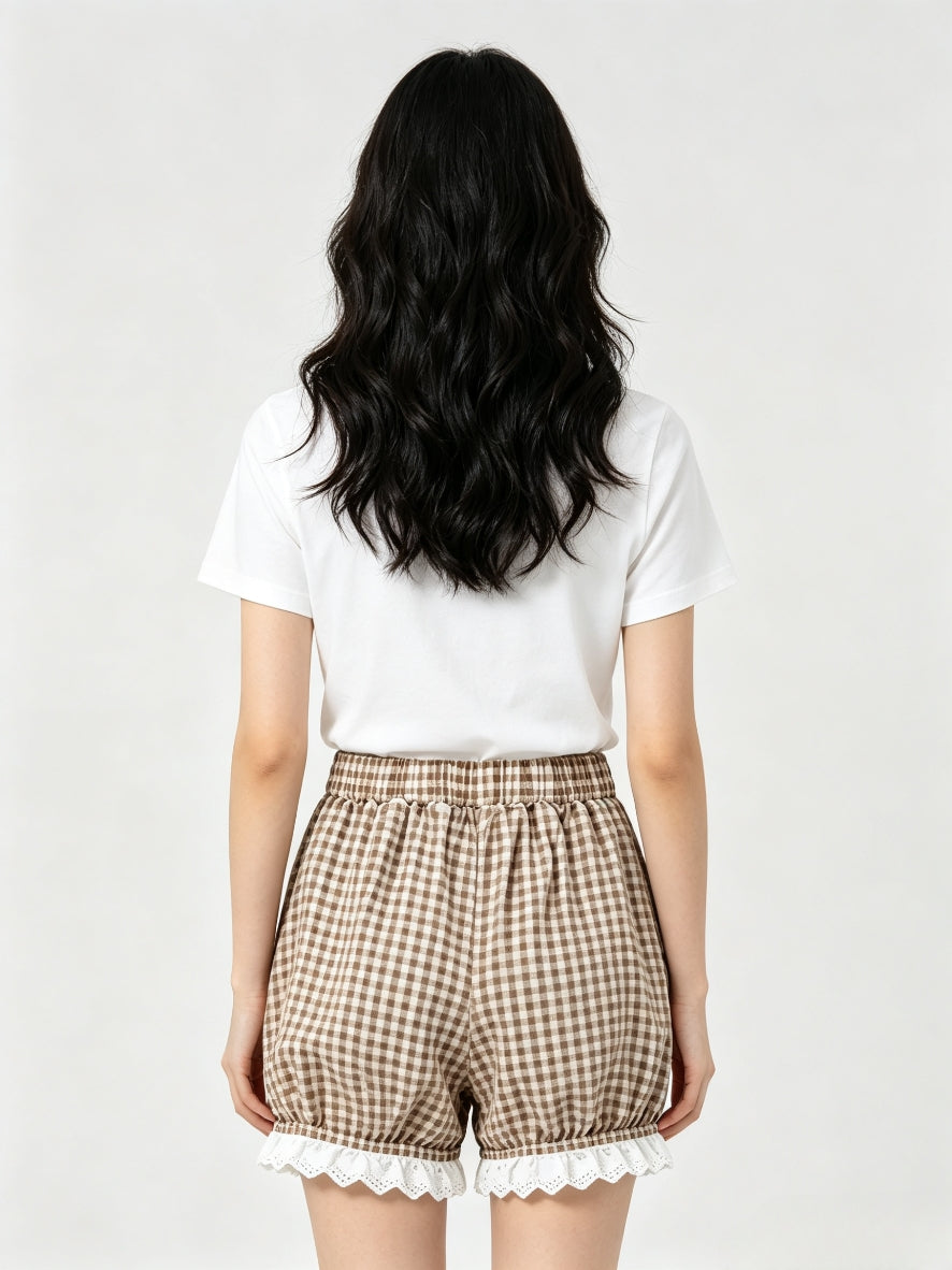 Bloomers Gingham Lolita – Nero / Beige - Siemgirl Exclusive