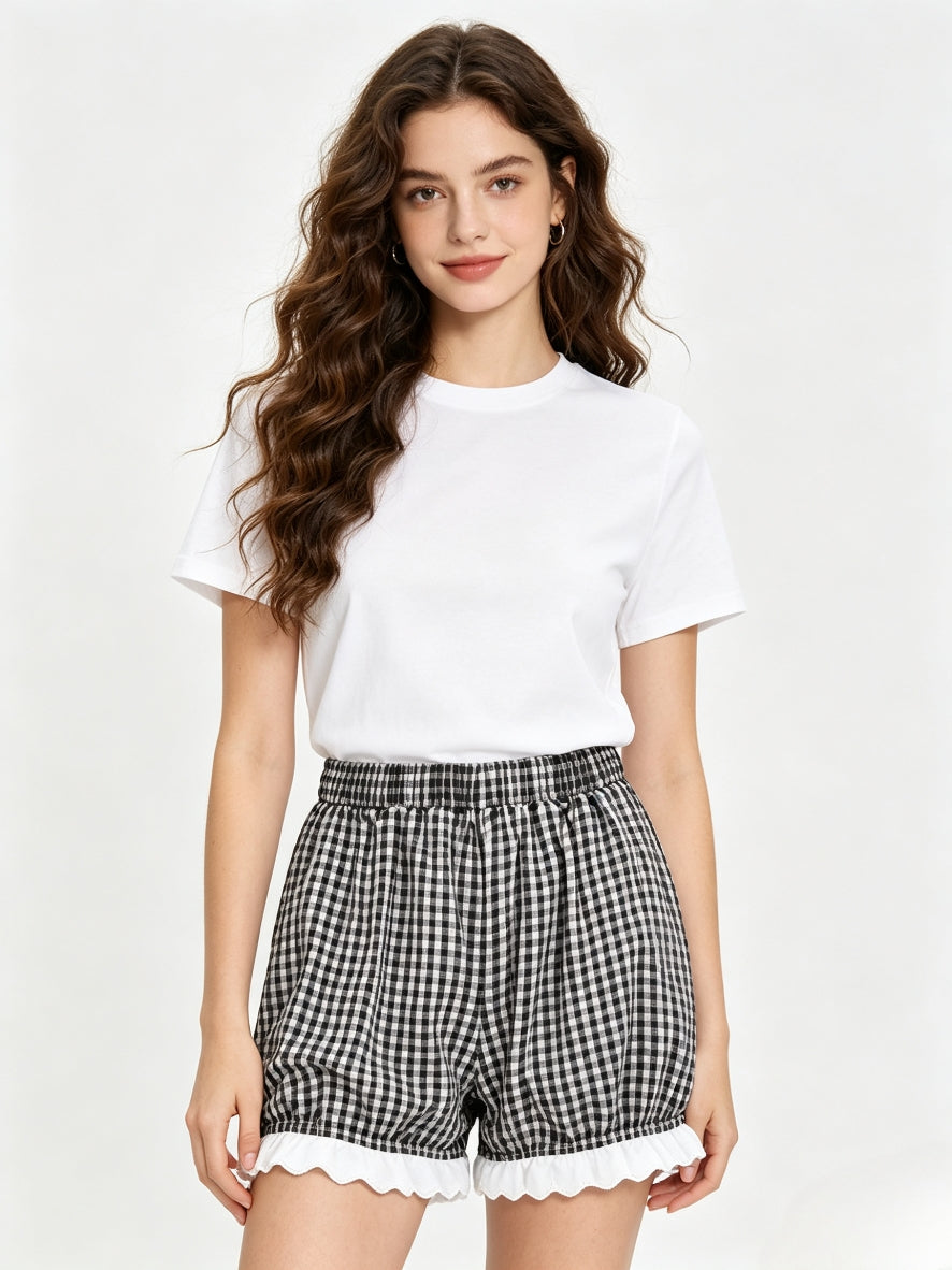 Bloomers Gingham Lolita – Nero / Beige - Siemgirl Exclusive