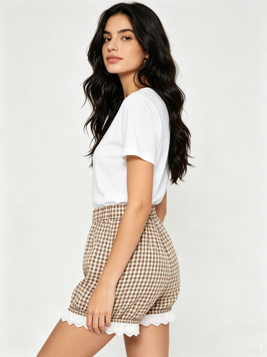Bloomers Gingham Lolita – Nero / Beige - Siemgirl Exclusive