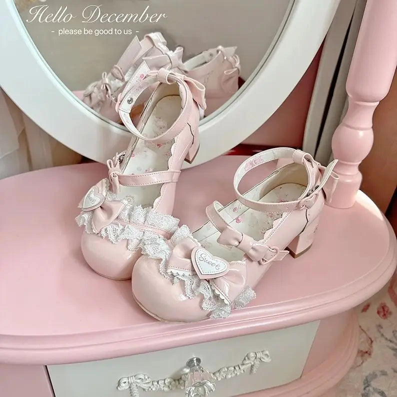 Scarpe Lolita “Belle Époque” – Vera Pelle con Tacco Retrò