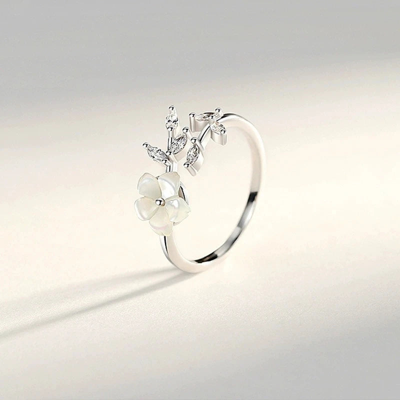 Anello “Moon Blossom” in Argento 925 – Eleganza Floreale Regolabile FY-JZ411 S925 Sterling Silver