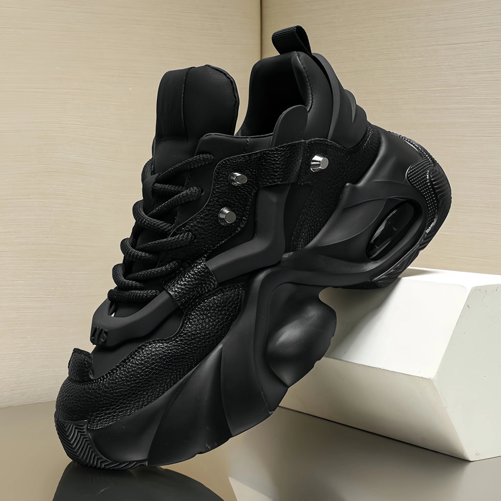 Black Knight New Wind Casual Work Shoes Thick Sole Patent Leather High Top Wear-Resistant Inner Elevation for Winter Spring