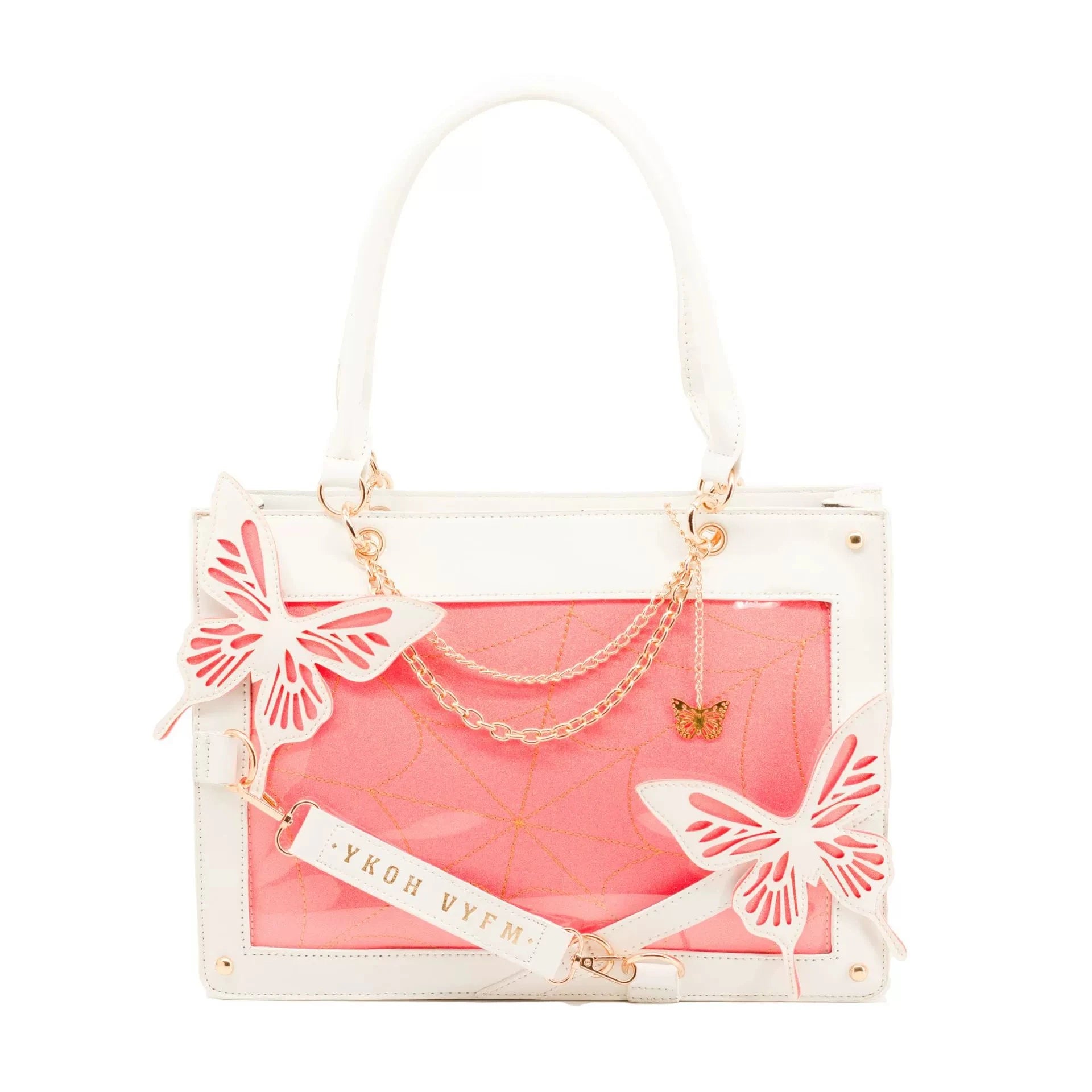 Gothic Ita Bag con Farfalle e Ragnatela – Borsa Trasparente per Pin e Accessori