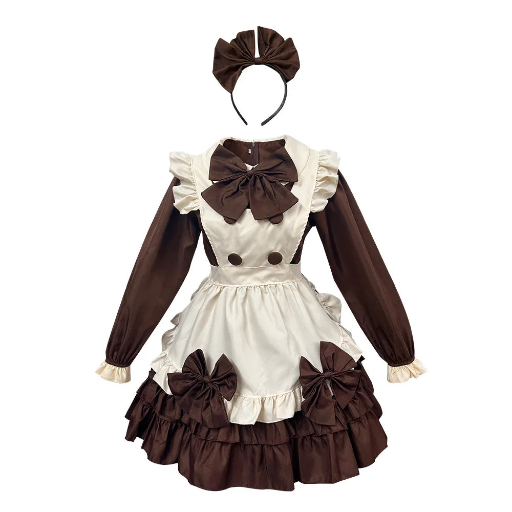 Maid Cafe Lolita Sweet Cute Adorable French Style Soft Flutter Sleeve Maid Dress Apron