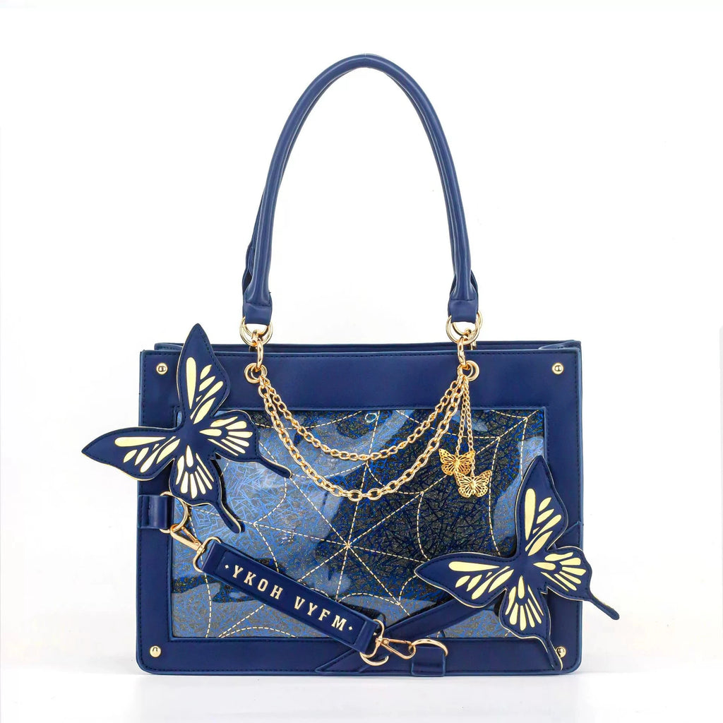 Gothic Ita Bag con Farfalle e Ragnatela – Borsa Trasparente per Pin e Accessori