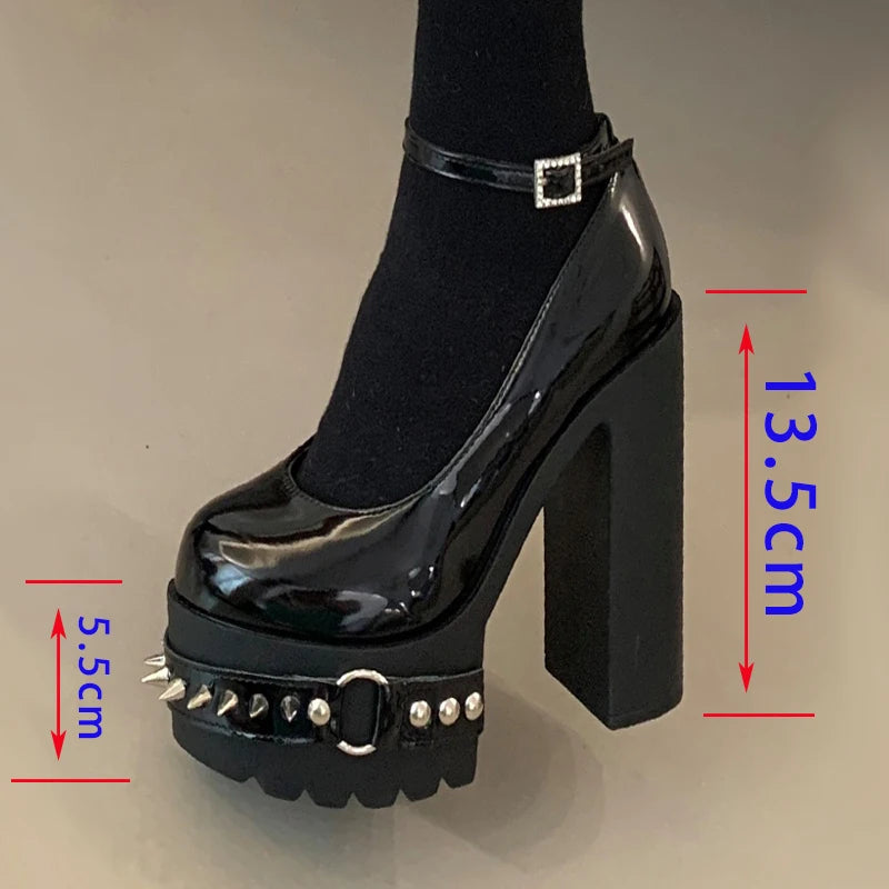 Scarpe Gothic Lolita "Midnight Rebel" – Plateau e Borchie