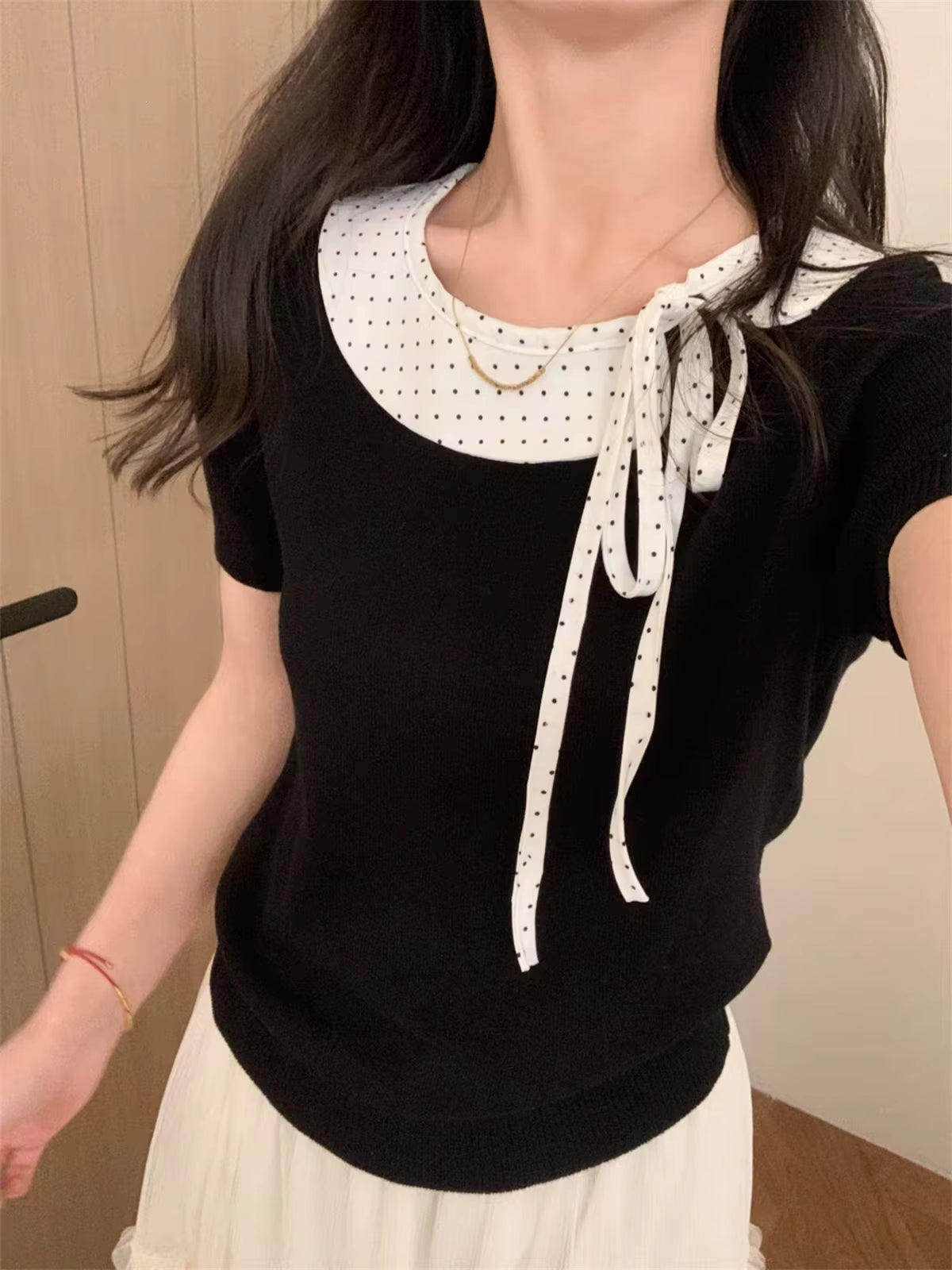 Soft Ribbon Knit™ – Top Lolita Elegante con Colletto