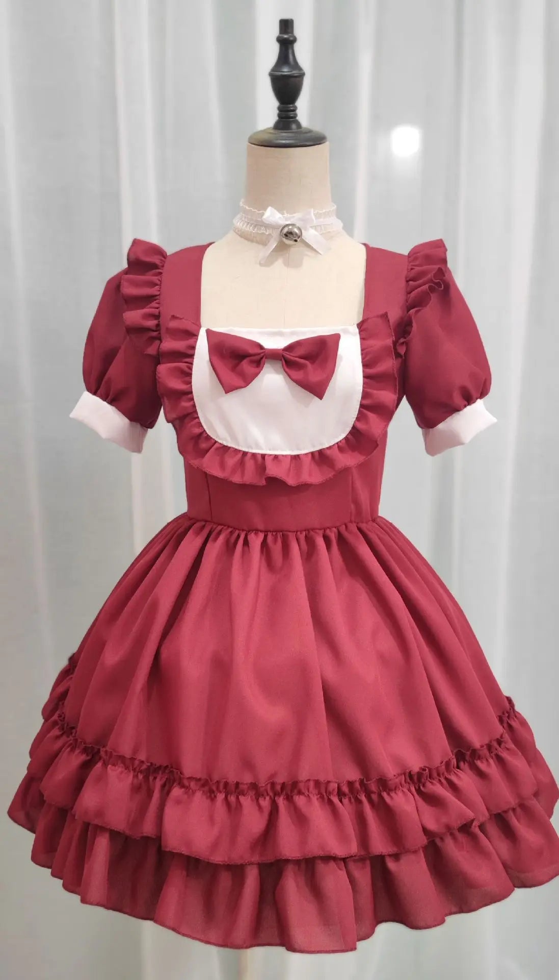 L New Red Maid Outfit Lolita Cosplay Costume for Anime Conventions Plus-size Princess Dress Coffee Shop Work Uniform Party Dress