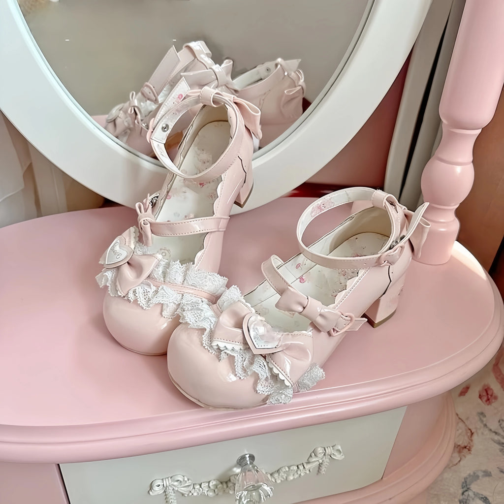 Scarpe Lolita “Belle Époque” – Vera Pelle con Tacco Retrò