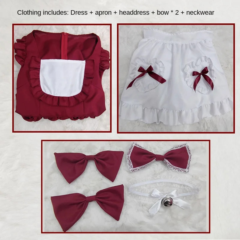 L New Red Maid Outfit Lolita Cosplay Costume for Anime Conventions Plus-size Princess Dress Coffee Shop Work Uniform Party Dress