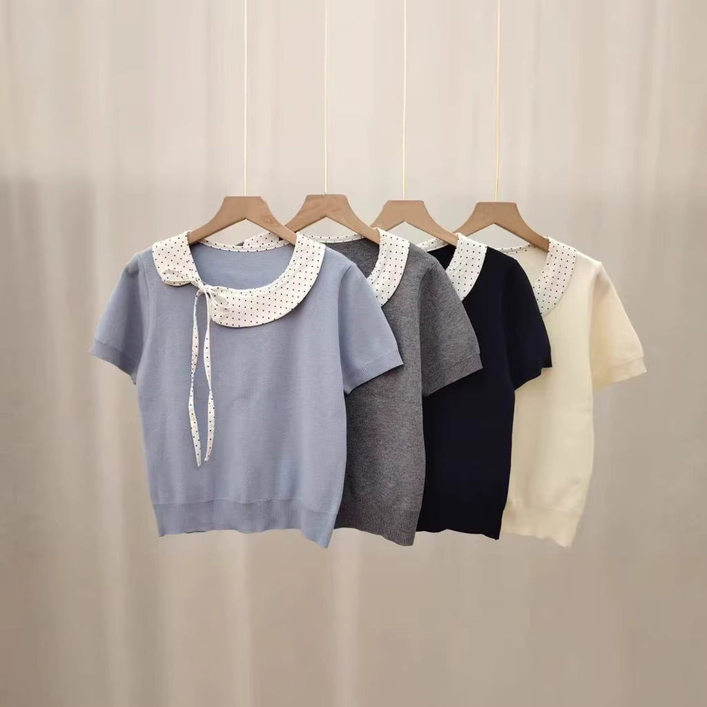 Soft Ribbon Knit™ – Top Lolita Elegante con Colletto