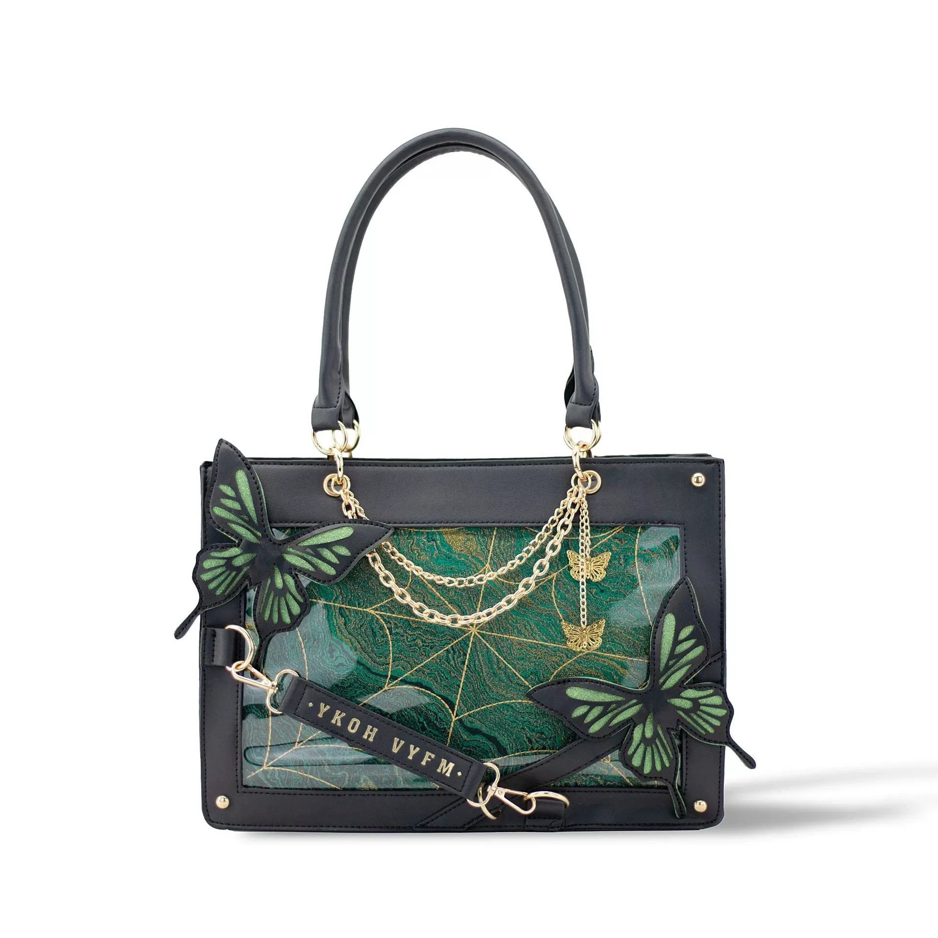 Gothic Ita Bag con Farfalle e Ragnatela – Borsa Trasparente per Pin e Accessori