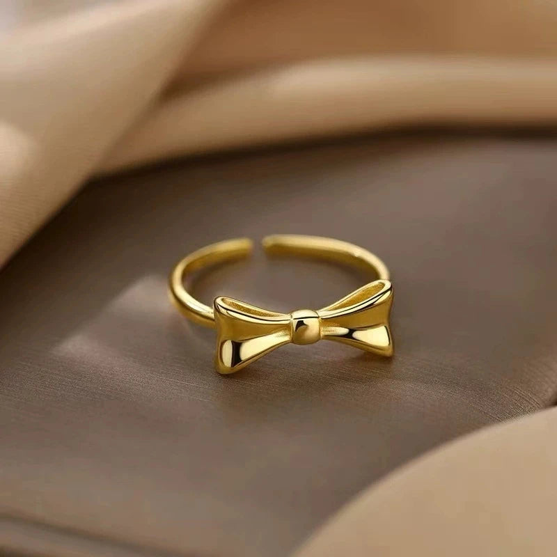 Anello Fiocco Minimal • Argento 925 Placcato Platino • Regolabile