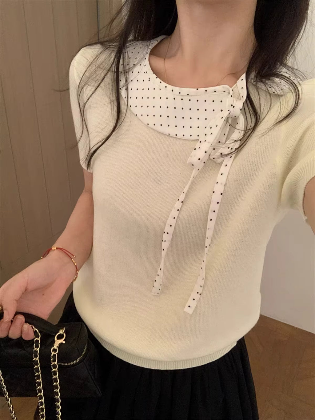 Soft Ribbon Knit™ – Top Lolita Elegante con Colletto
