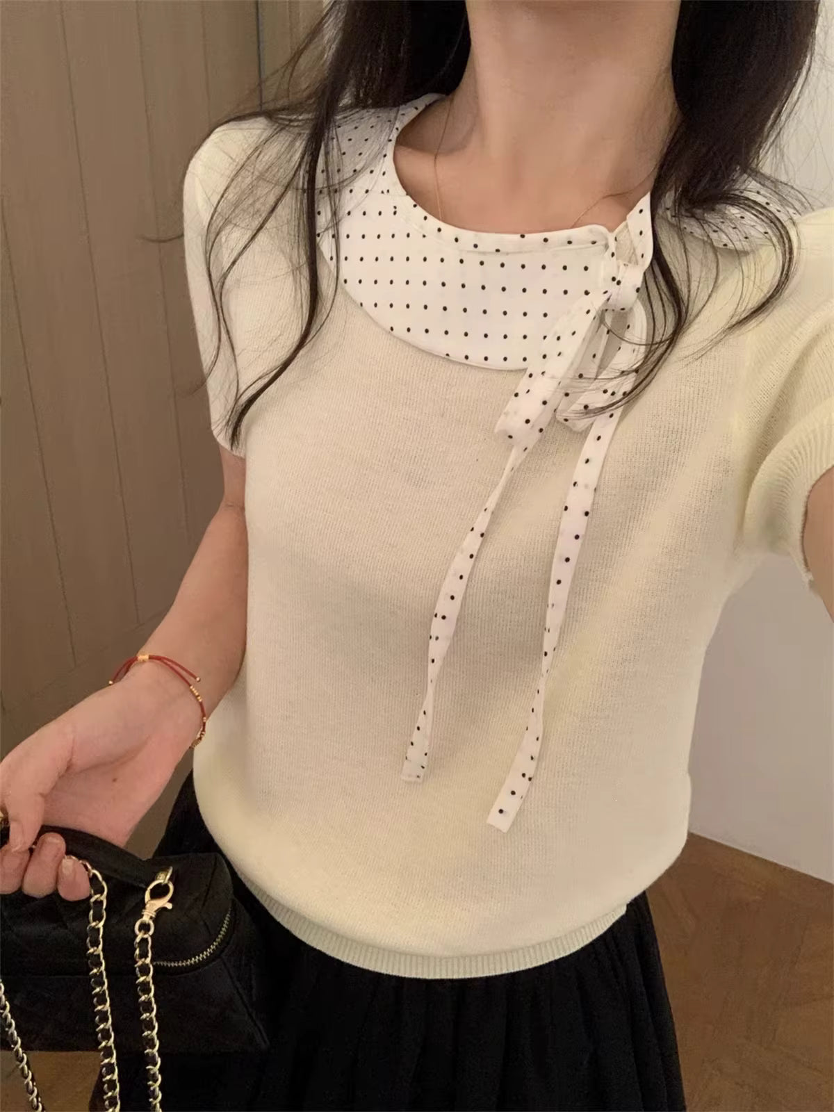 Soft Ribbon Knit™ – Top Lolita Elegante con Colletto