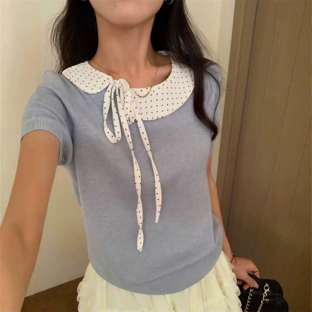 Soft Ribbon Knit™ – Top Lolita Elegante con Colletto