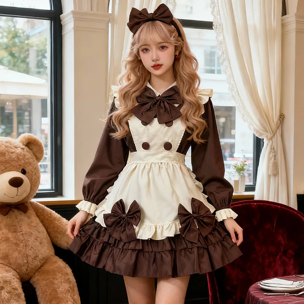 Maid Cafe Lolita Sweet Cute Adorable French Style Soft Flutter Sleeve Maid Dress Apron