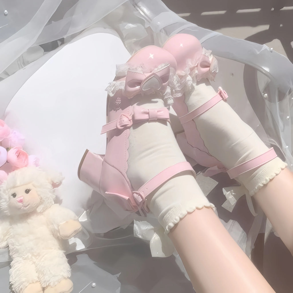 Scarpe Lolita “Belle Époque” – Vera Pelle con Tacco Retrò