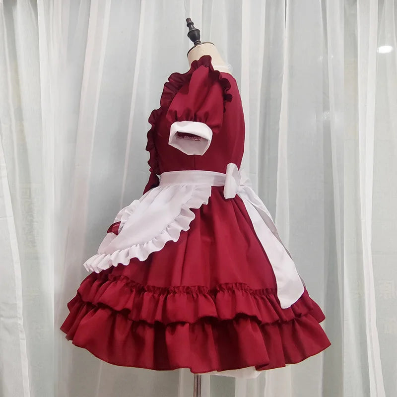 L New Red Maid Outfit Lolita Cosplay Costume for Anime Conventions Plus-size Princess Dress Coffee Shop Work Uniform Party Dress
