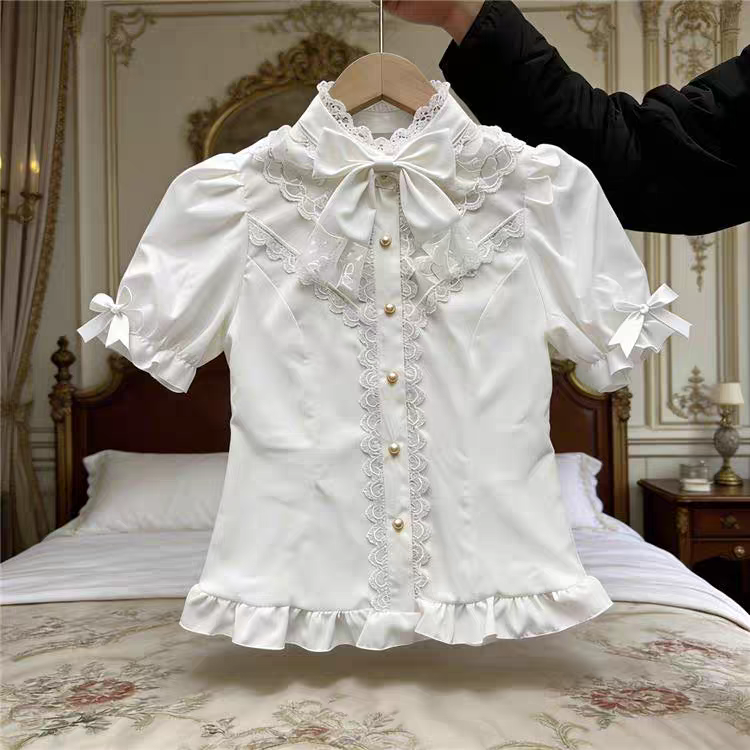 Camicetta Lolita Basic "Pearl Elegance" – Bianca