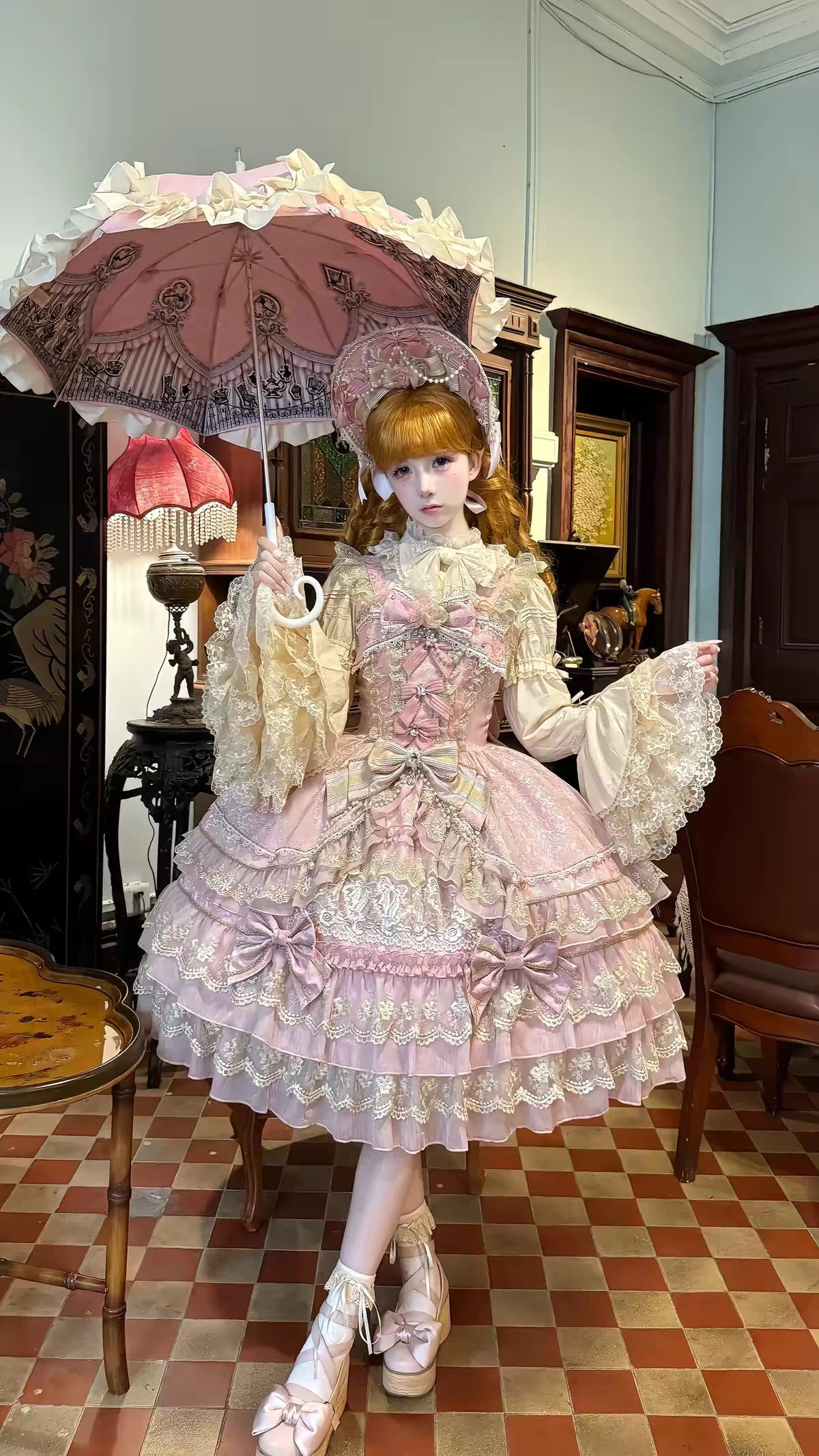 Jumperskirt Lolita "Royal Lace Dream" – Abito Principessa con Fiocchi e Ricami