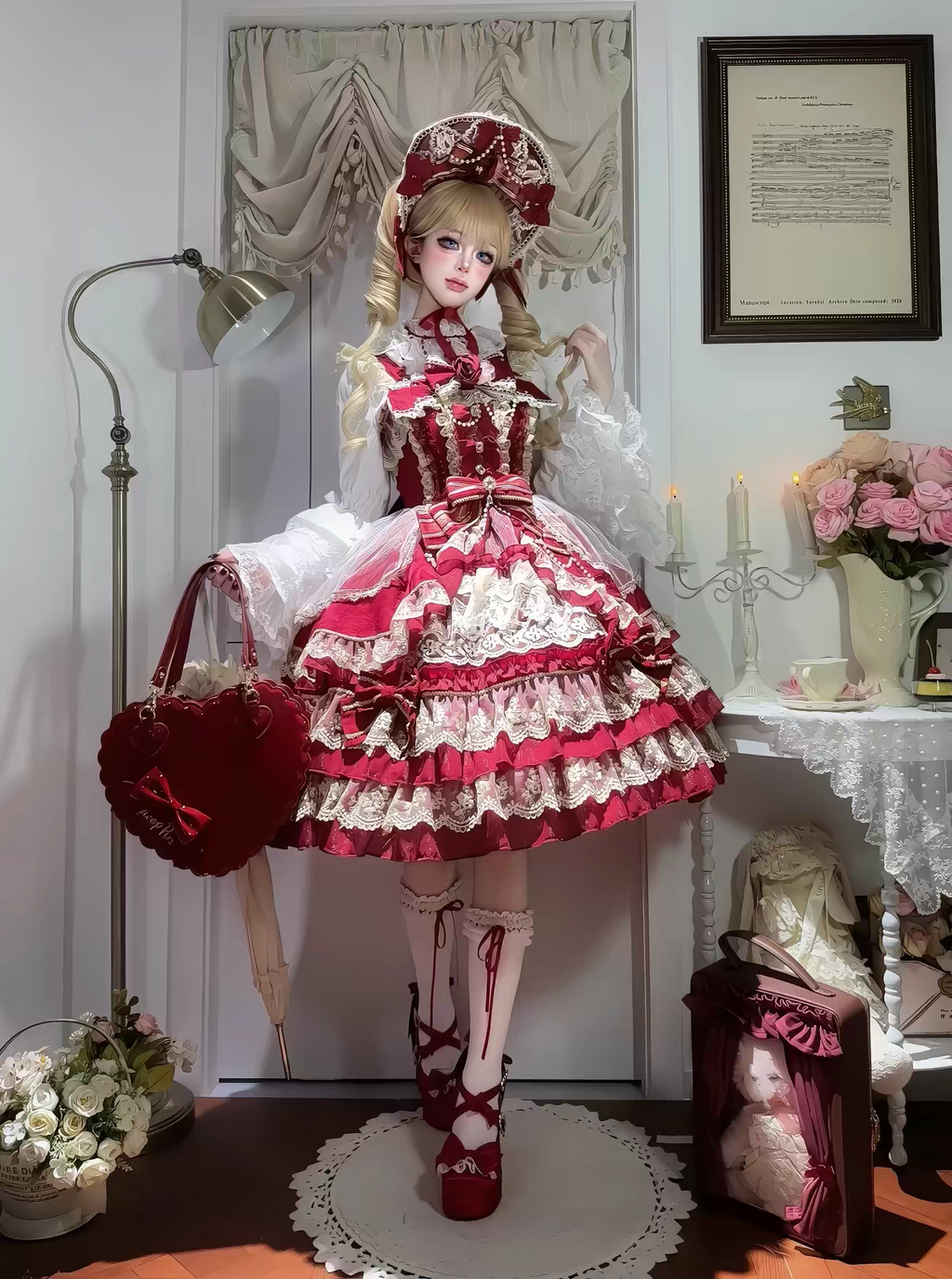 Jumperskirt Lolita "Royal Lace Dream" – Abito Principessa con Fiocchi e Ricami