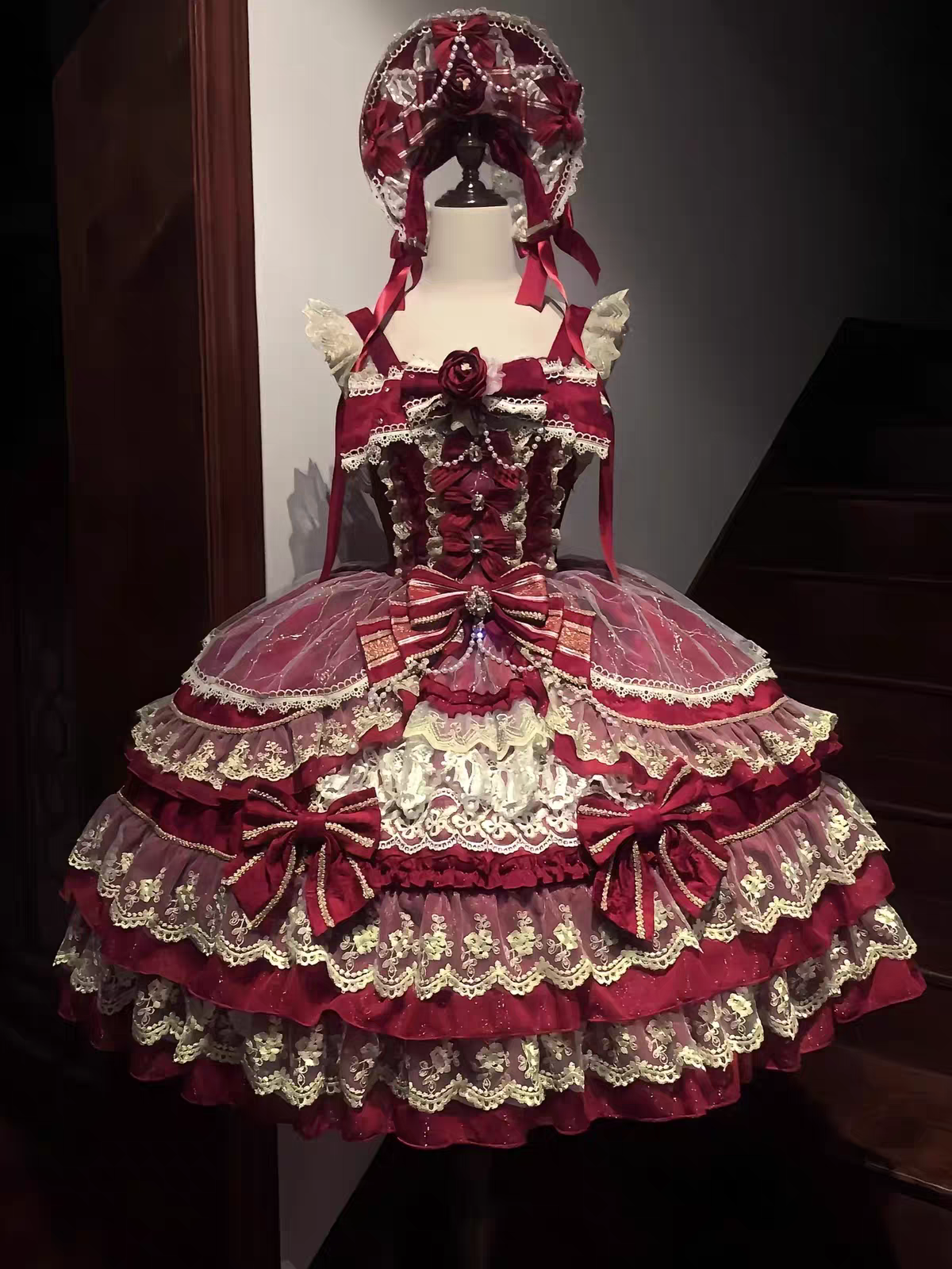 Jumperskirt Lolita "Royal Lace Dream" – Abito Principessa con Fiocchi e Ricami