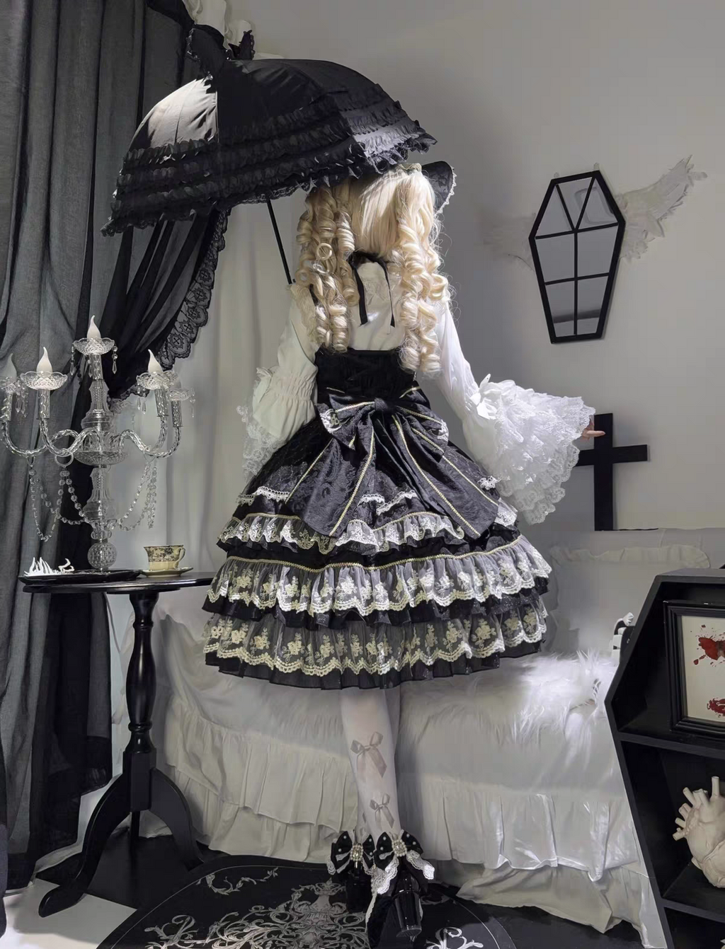 Jumperskirt Lolita "Royal Lace Dream" – Abito Principessa con Fiocchi e Ricami