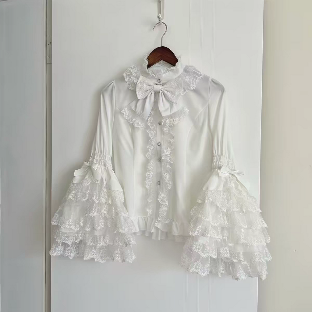 Camicia Lolita "Rose Court" – Pizzi Romantici e Maniche a Cascata