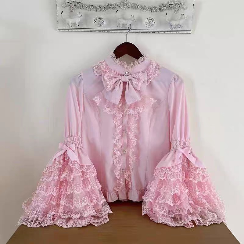Camicia Lolita "Rose Court" – Pizzi Romantici e Maniche a Cascata
